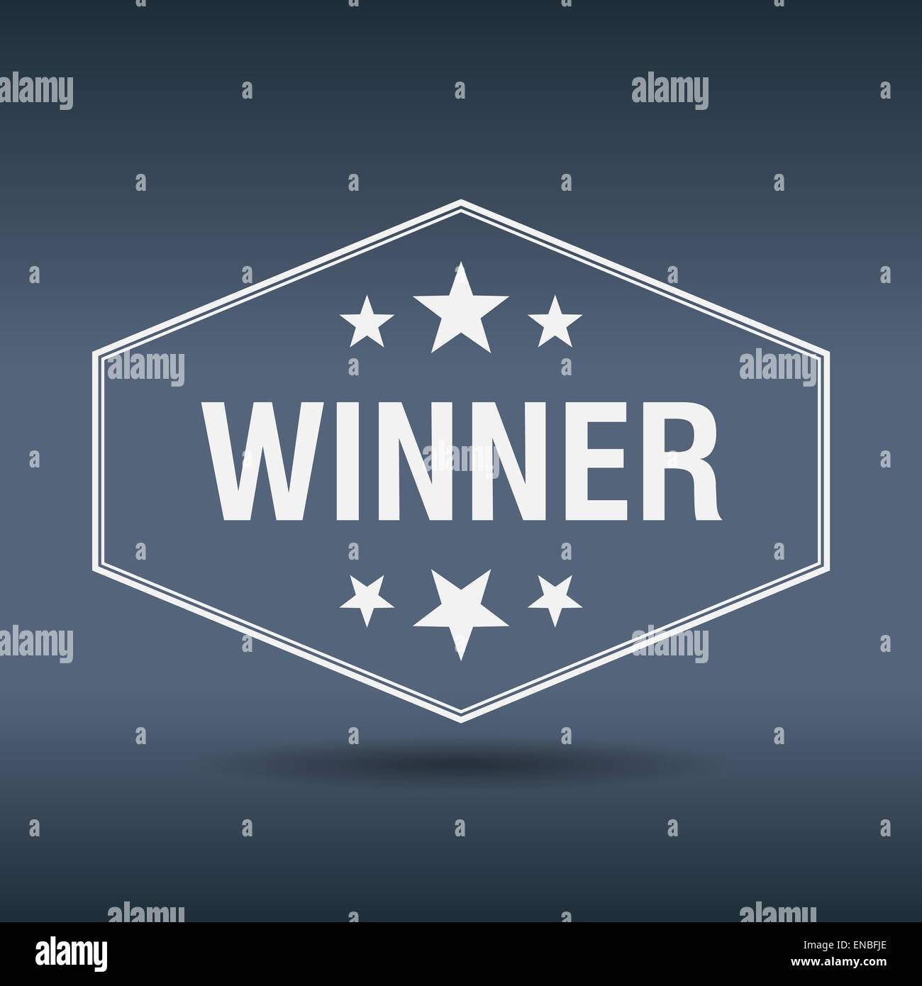 winner hexagonal white vintage retro style label Stock Photo - Alamy
