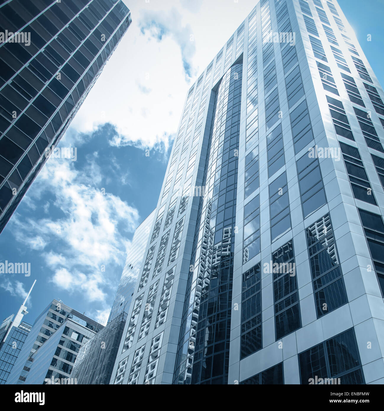 Skyscrapers in center of the City. Blue tone Stock Photo - Alamy