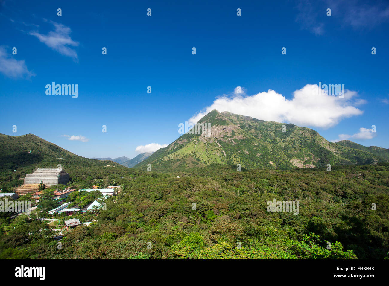 Mountains view with blue sky and clouds Stock Photo - Alamy