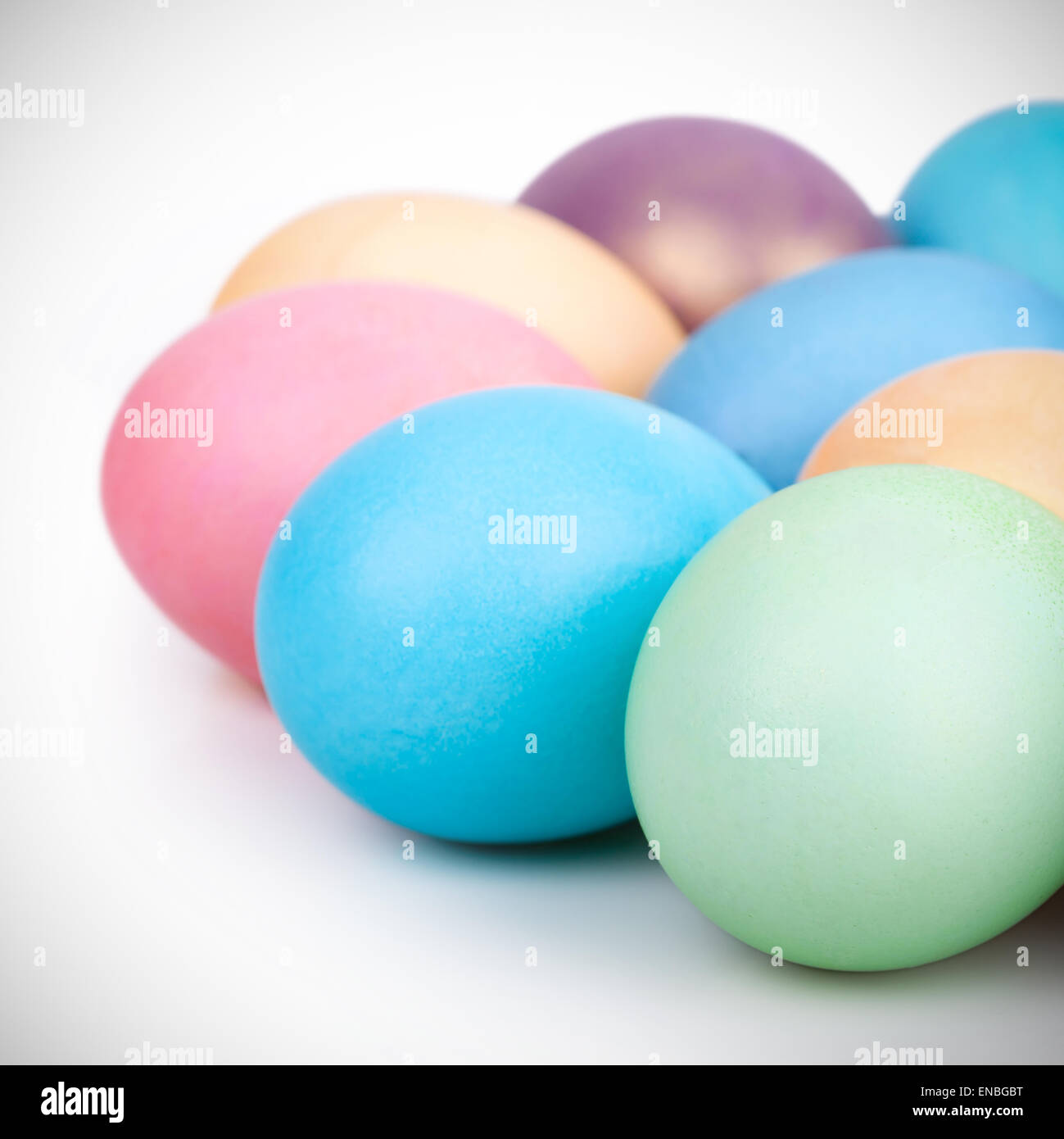 Easter eggs closeup on white background Stock Photo - Alamy