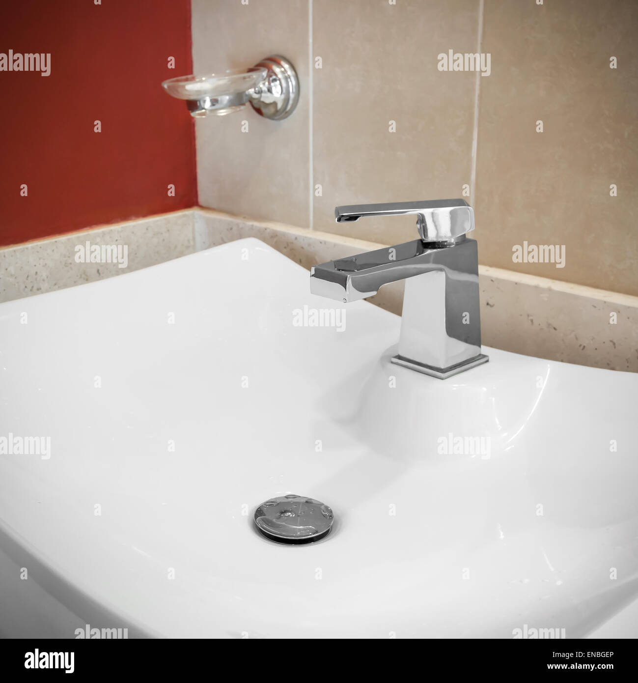 Faucet in bathroom, closeup Stock Photo - Alamy