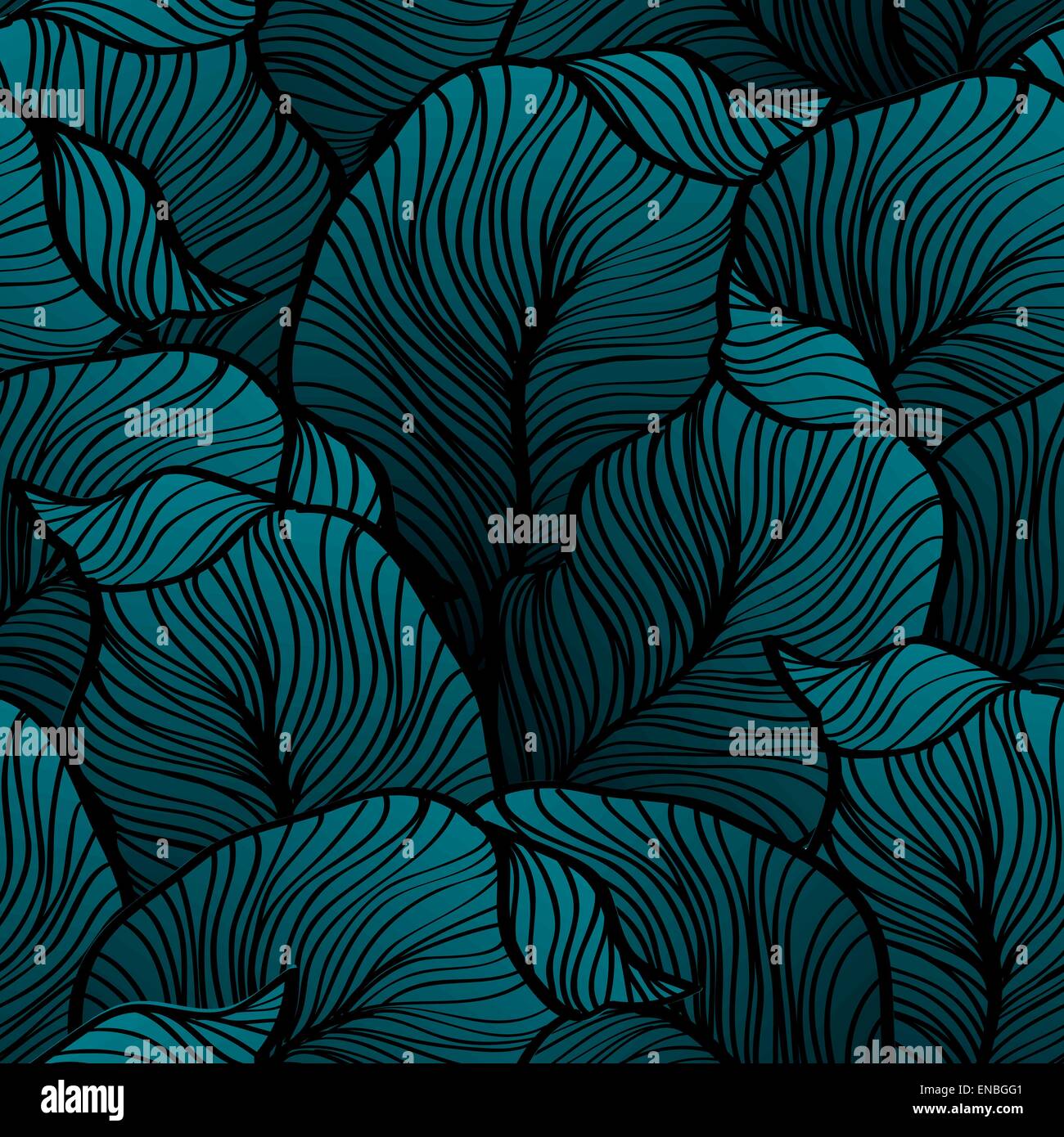 Vector illustration Retro seamless pattern with abstract doodle leaves ...