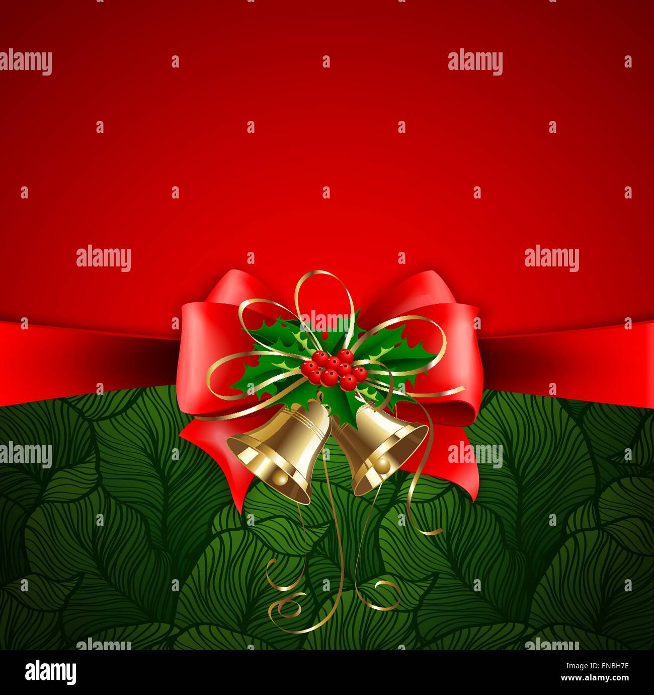 Gold christmas bells red bow Stock Vector Images - Alamy
