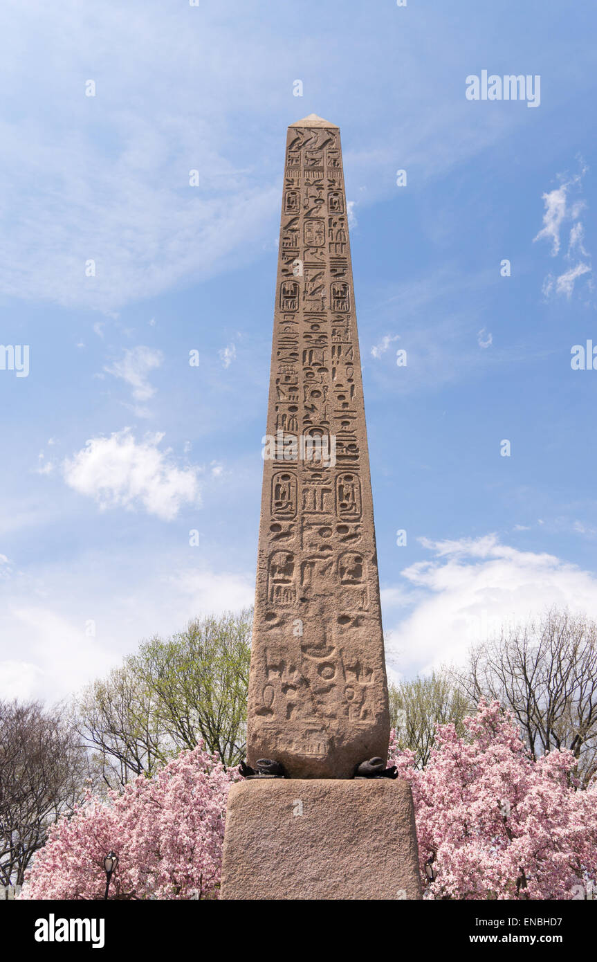 Springtime View Of The Egyptian Obelisk In Central Park Nyc Usa Stock