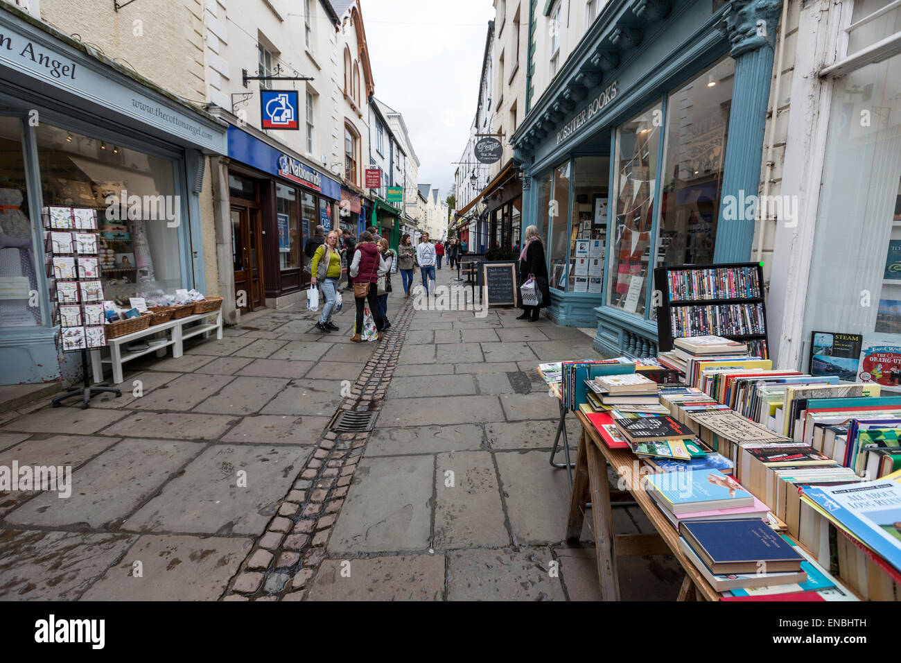 Shops in Church Street., Monmouth, Gwent, United Kingdom Stock Photo