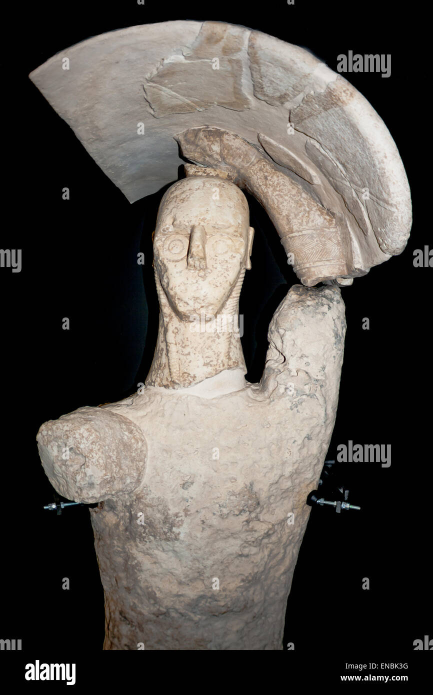 prehistoric statue. Particular of a 'Giant of Monti Prama' -  statues dated around 1000 B.C. Cabras, Sardinia, Italy. Stock Photo