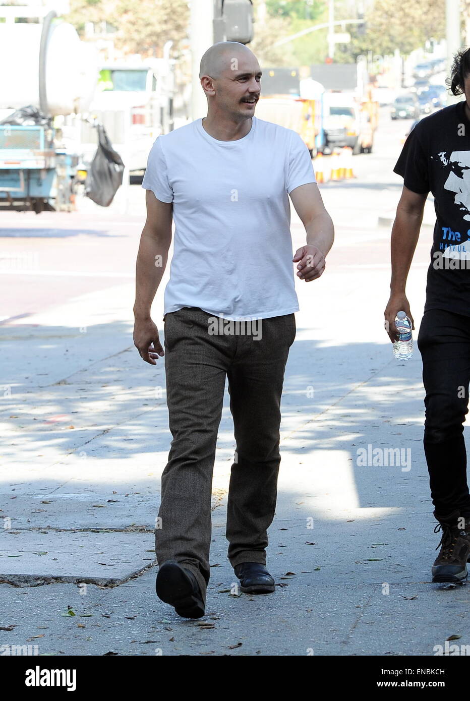 Actor Will Ferrell spotted on the set of 'Zeroville' with co-star and director James Franco filming in downtown Los Angeles  Featuring: James Franco Where: Los Angeles, California, United States When: 27 Oct 2014 Stock Photo