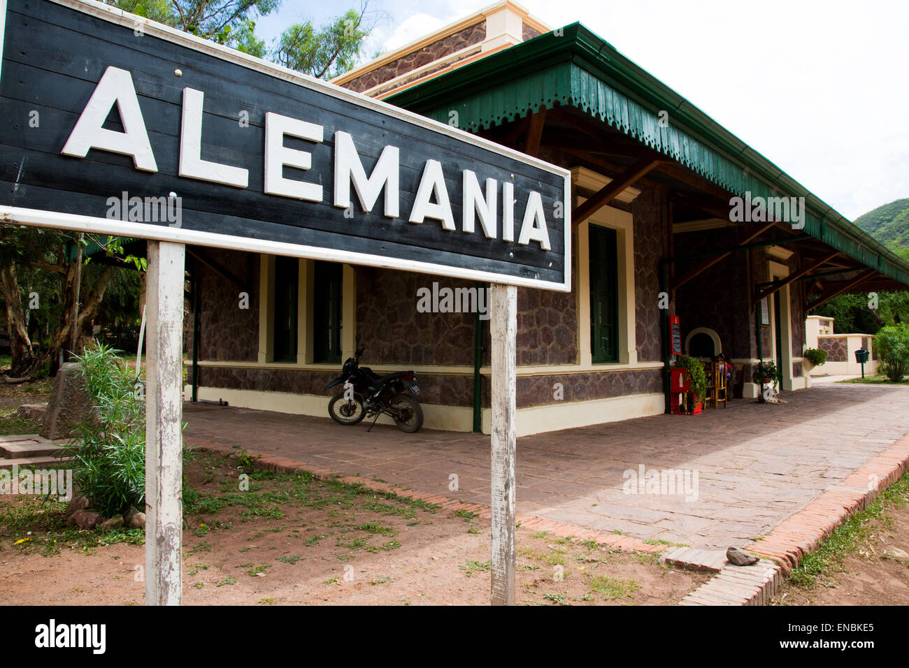 Abandoned train station at Alemania, a small town in Valles Calchaquies, province of Salta, Argentina. Stock Photo