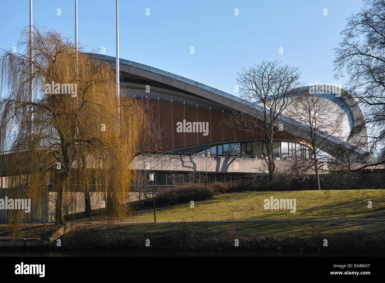 The Haus der Kulturen der Welt (House of World Cultures) in Berlin seen from the river Spree side. Stock Photo