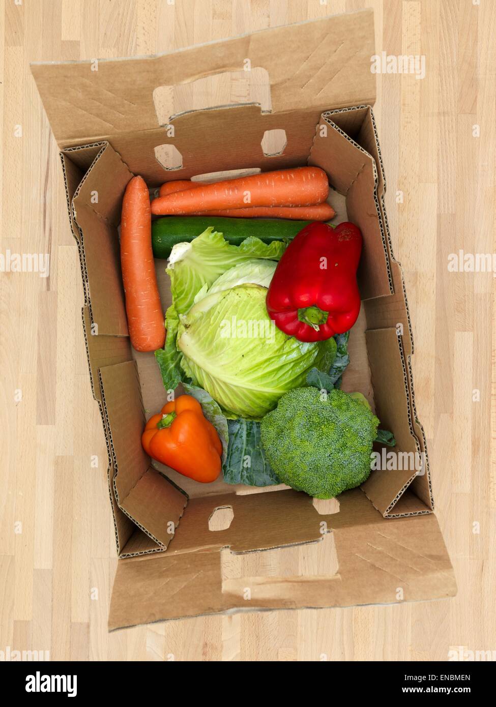 A close up shot of fruit and vegetables in a box Stock Photo Alamy