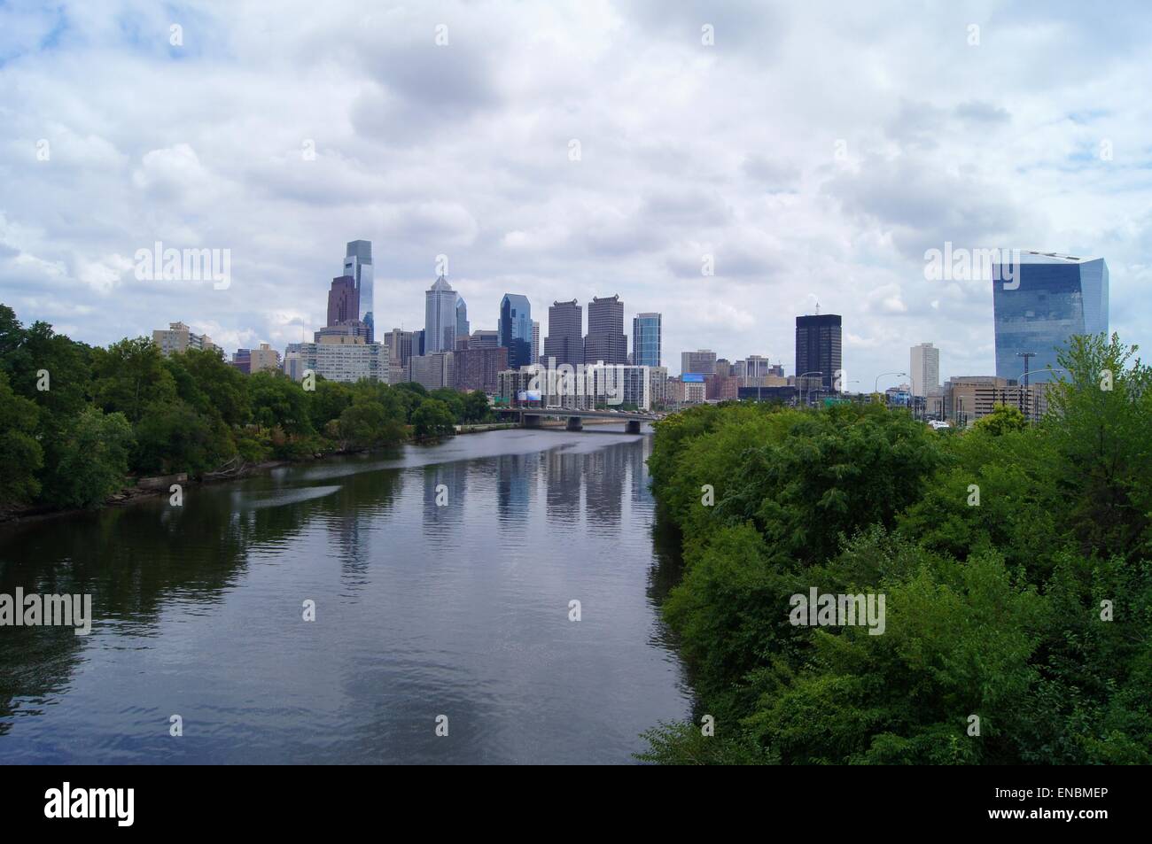 Philadelphia cityscape over the Schuylkill river. Stock Photo