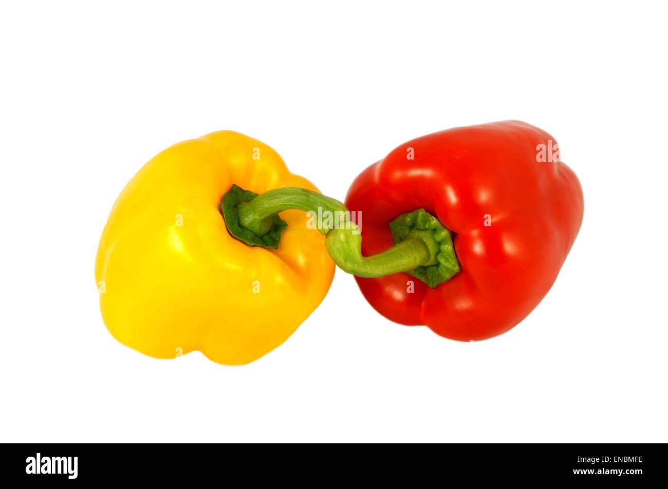 Yellow and Red bell peppers isolated on white background Stock Photo ...