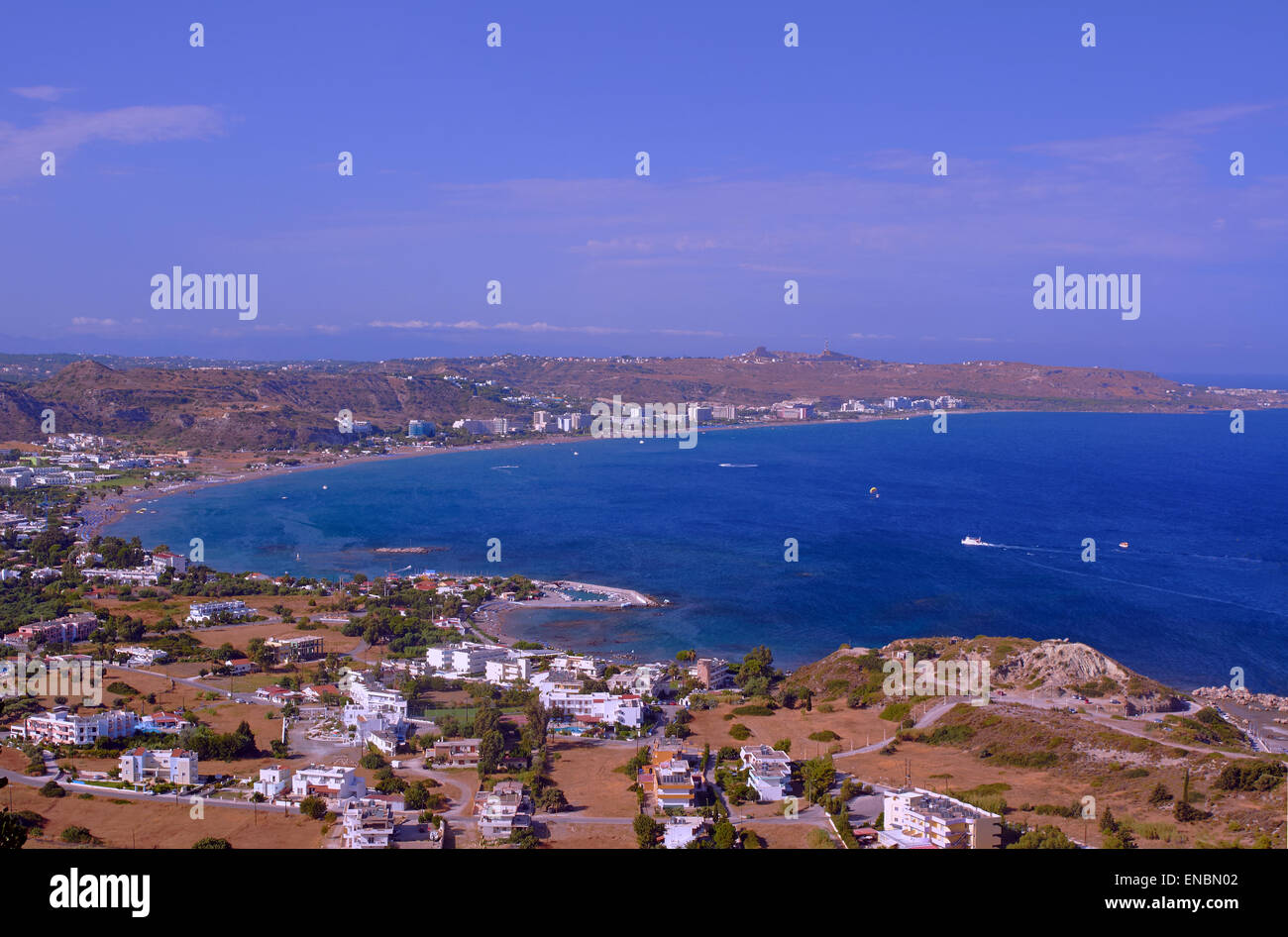 The city and the beach on the bay on the island of Rhodes Stock Photo ...