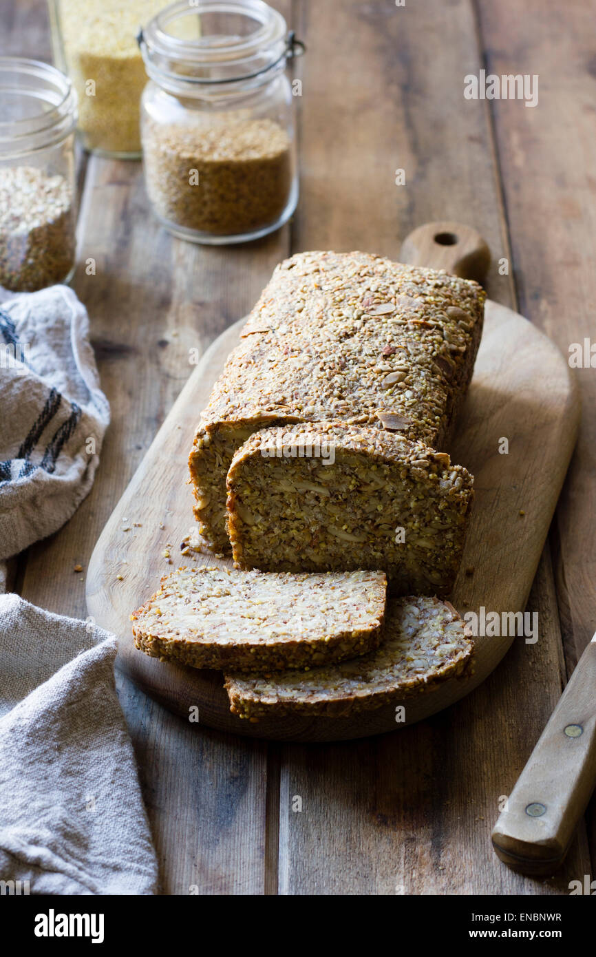 A GlutenFree Vegan Nut and Seed Bread Stock Photo Alamy