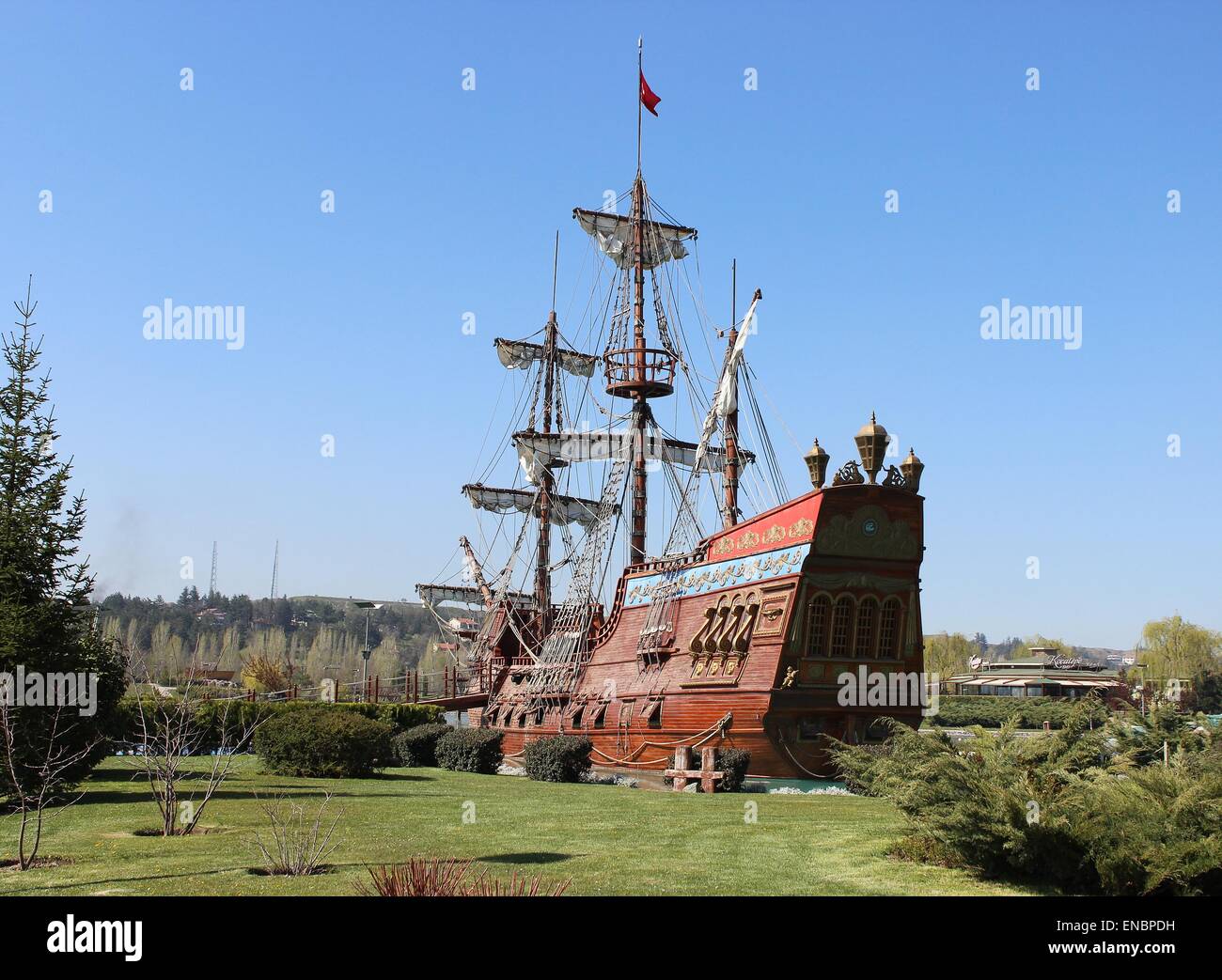 Pirate ship in Sazova Science, Art and Culture Park, Eskisehir, Turkey Stock Photo