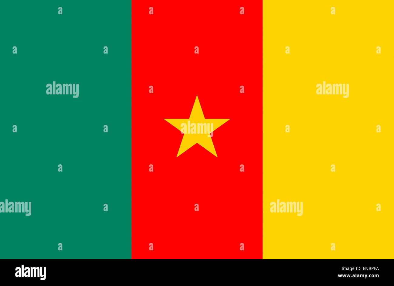 National flag of the Republic of Cameroon. Stock Photo