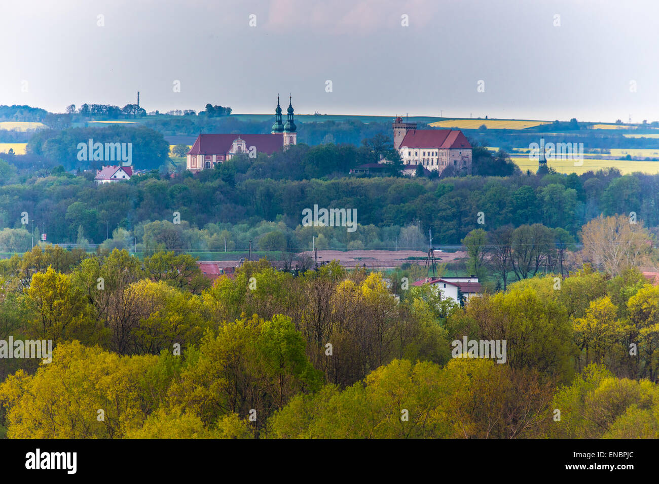 Aerial view at the small village in the mountains Stock Photo - Alamy