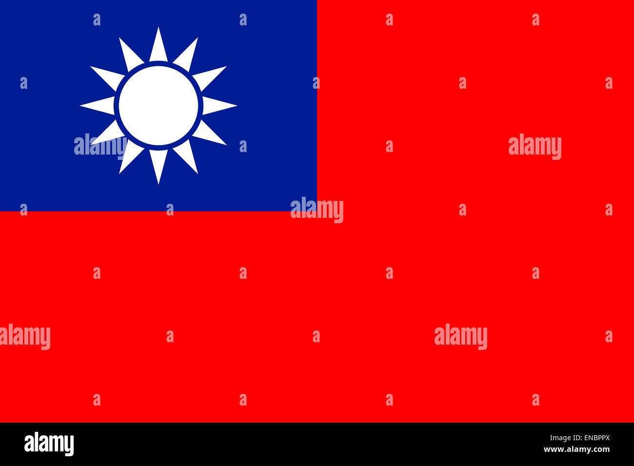 National flag of the Republic of China ROC - Taiwan. Stock Photo