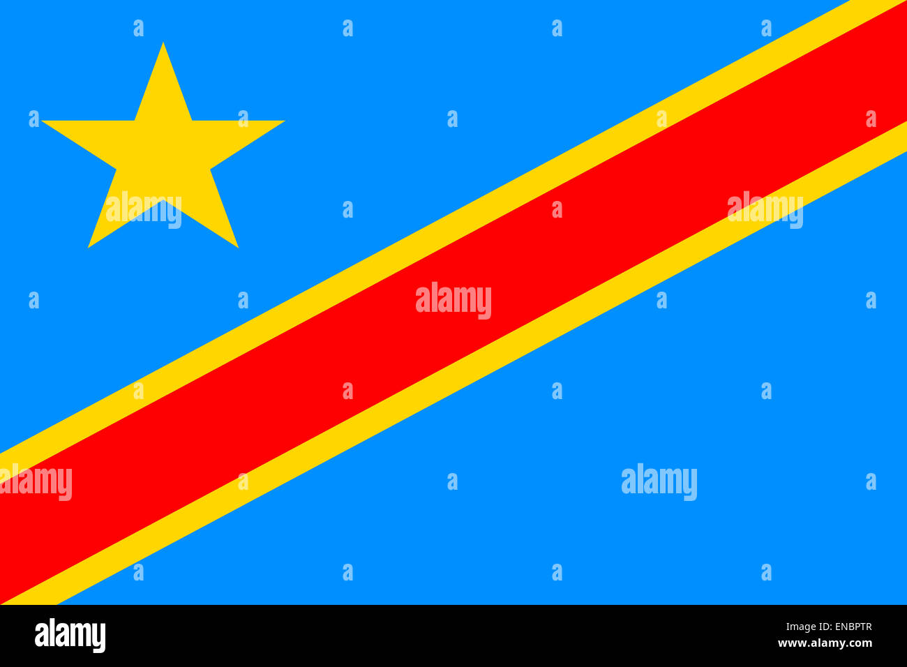 National flag of the Democratic Republic of the Congo. Stock Photo