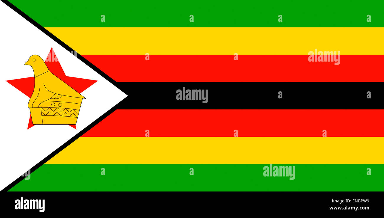 National flag of the Republic of Zimbabwe. Stock Photo