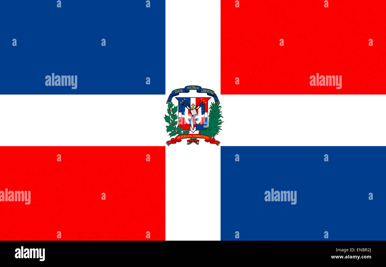 National flag of the Dominican Republic. Stock Photo