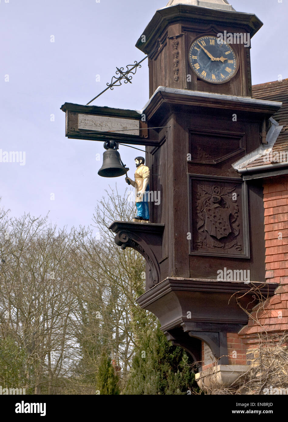 England: Clock tower, Abinger Hammer, Surrey Stock Photo