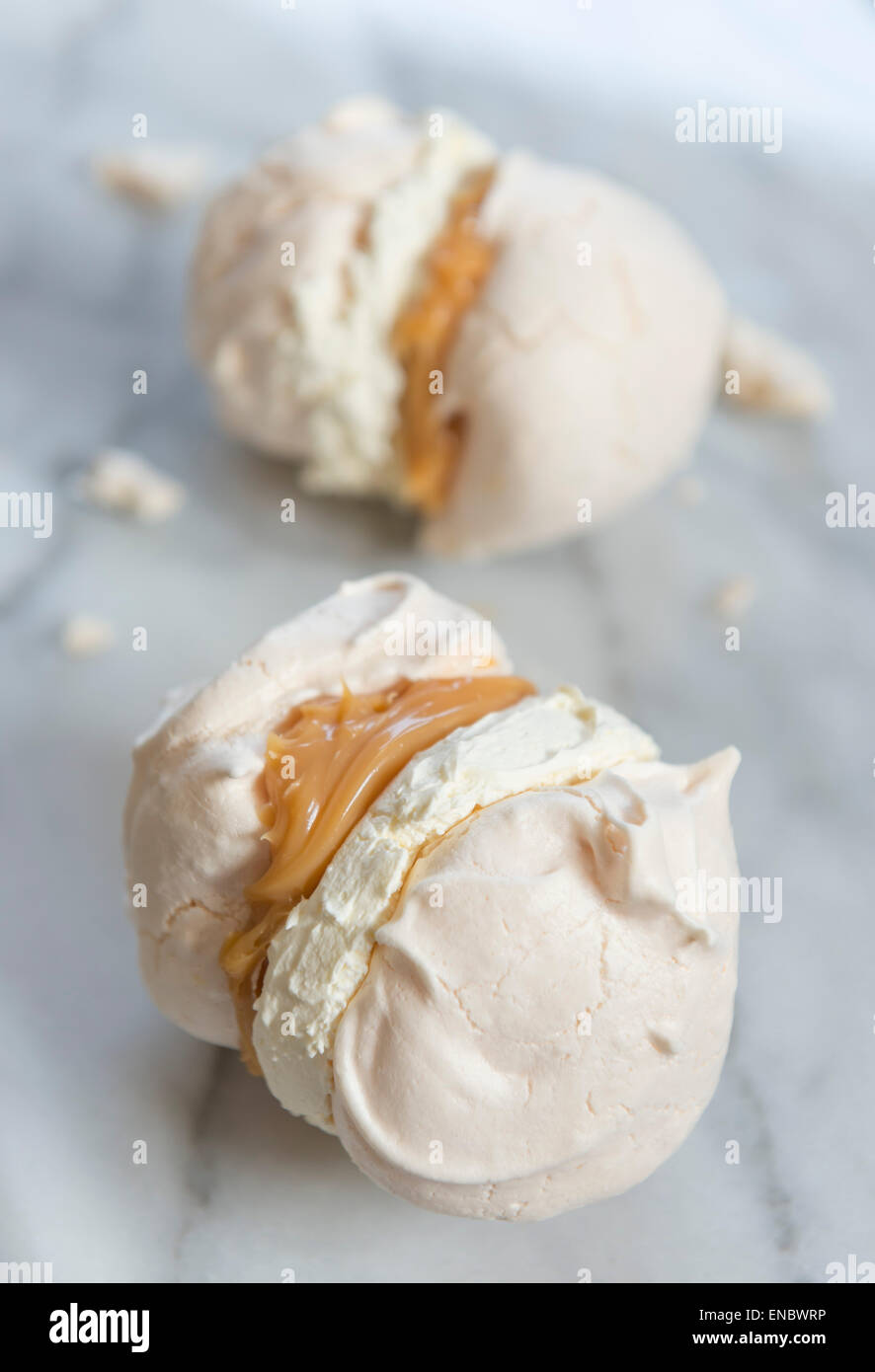 Salted Caramel Meringue Stock Photo Alamy