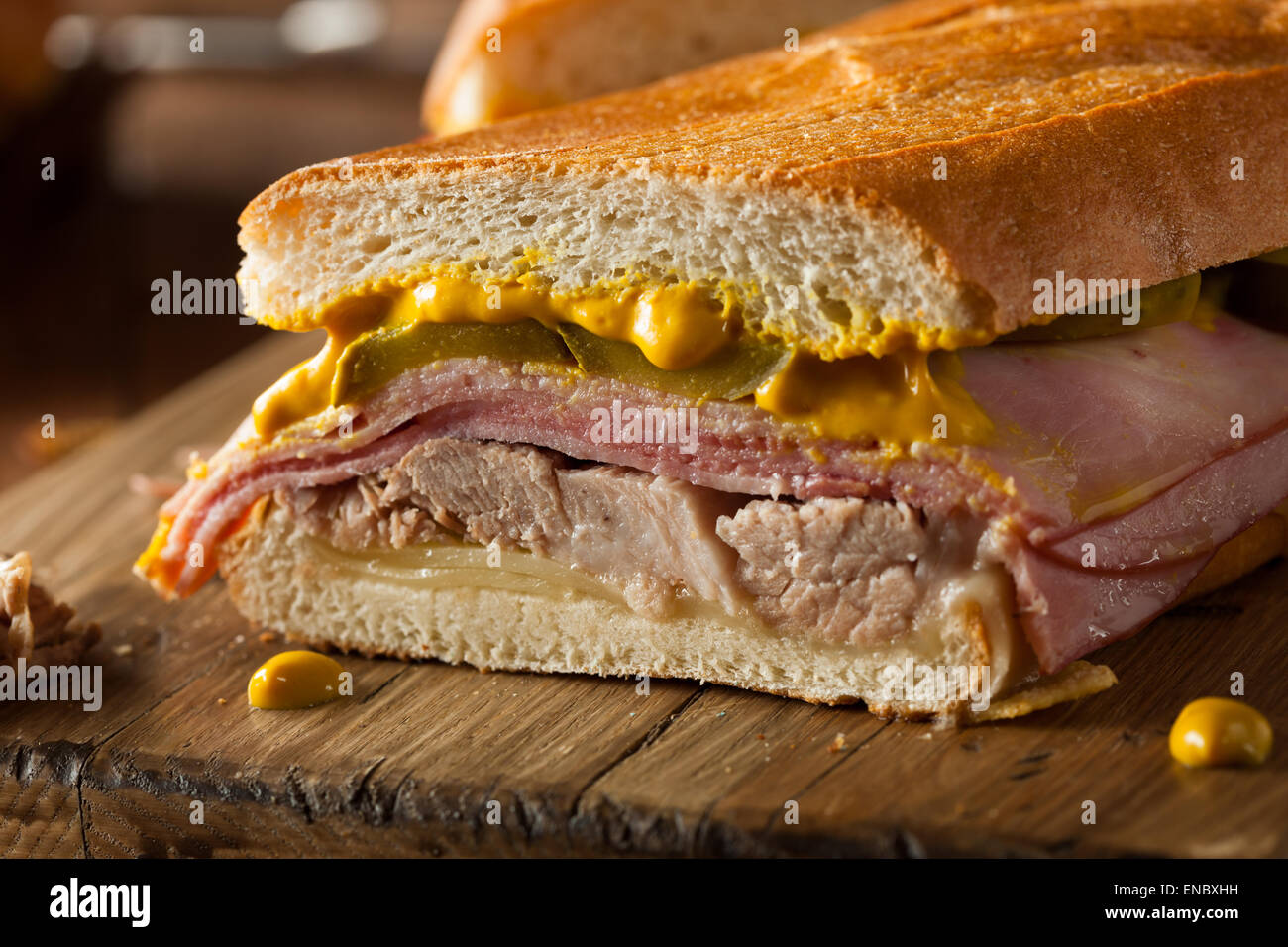 Homemade Traditional Cuban Sandwiches with Ham Pork and Cheese Stock ...
