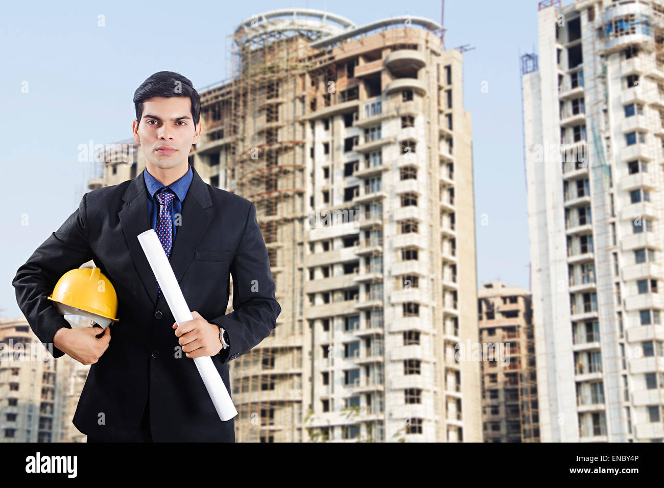 1 indian Architect man Construction Site Working Stock Photo - Alamy