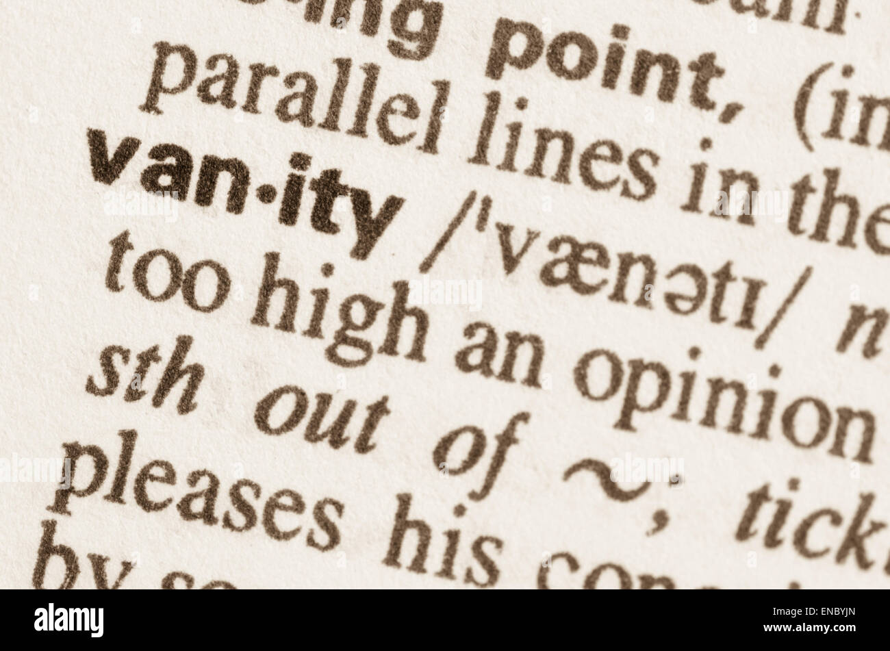 Definition of word vanity in dictionary Stock Photo - Alamy