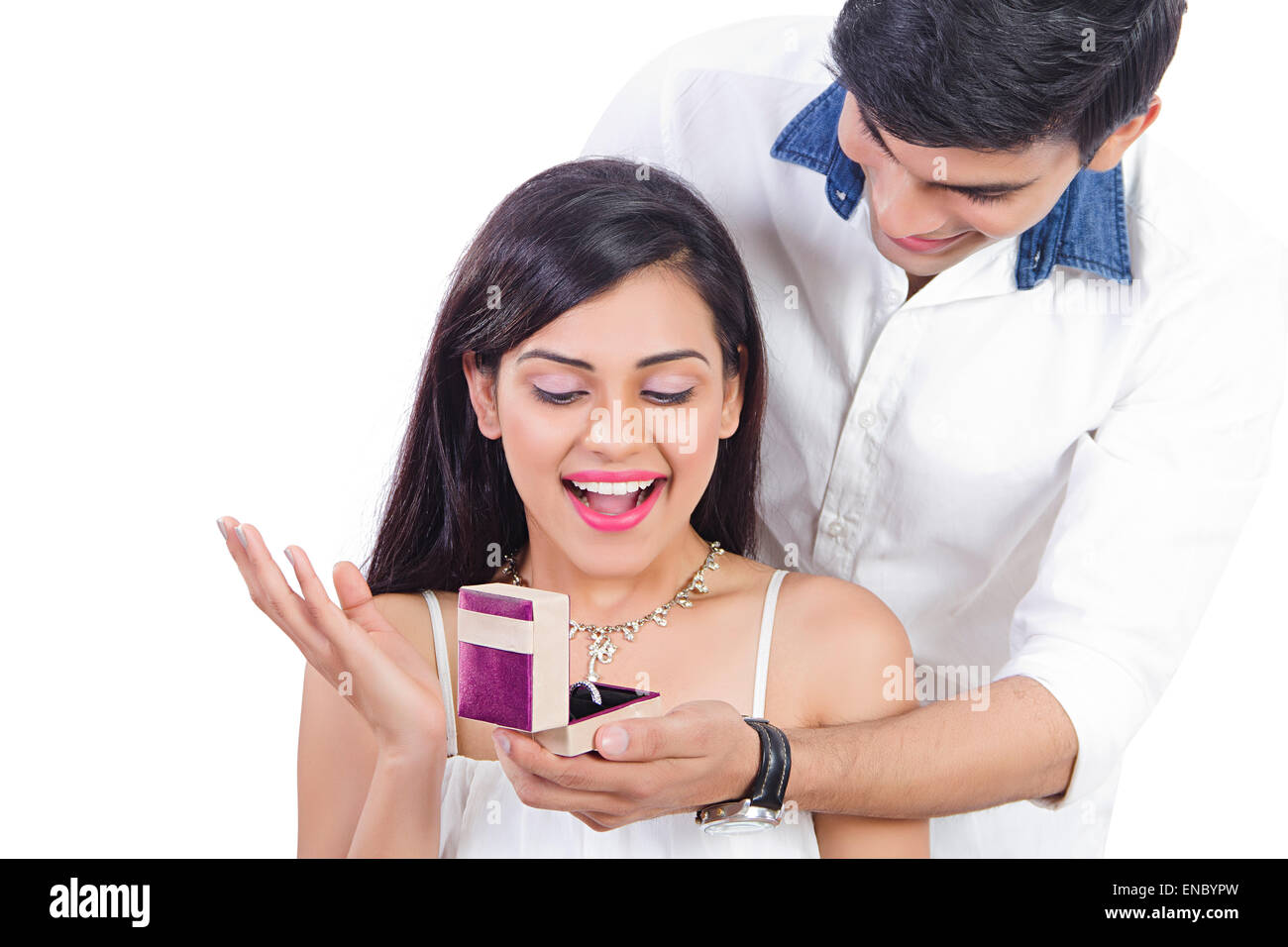 2 indian Married Couples Surprise ring Anniversary Gift Stock Photo Alamy