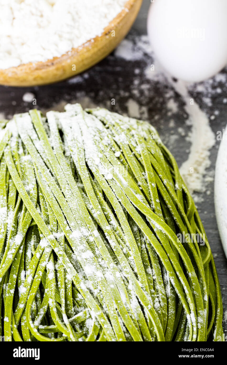 Making homemade linguine pasta with farm fresh produce Stock Photo Alamy