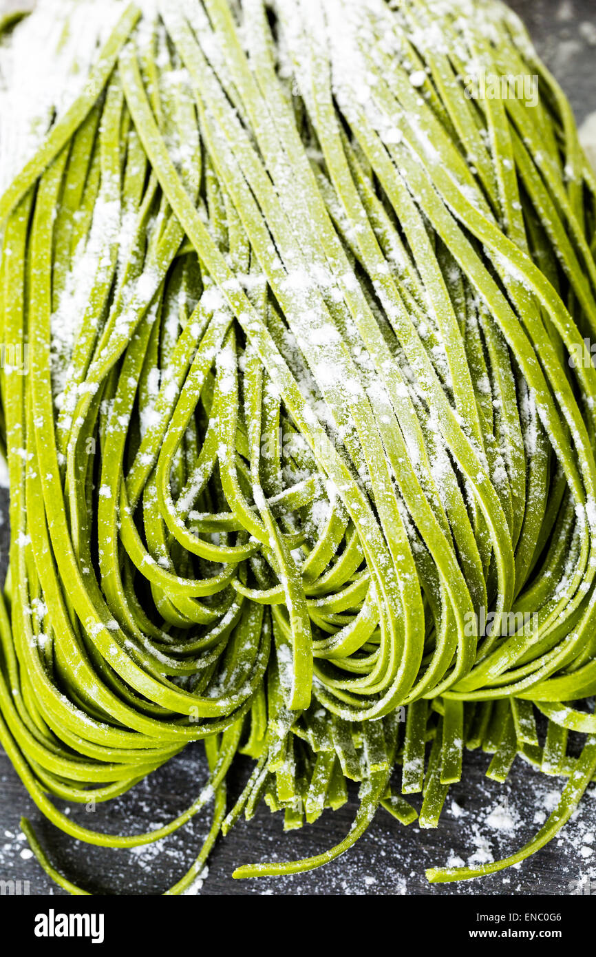 Making homemade linguine pasta with farm fresh produce Stock Photo Alamy