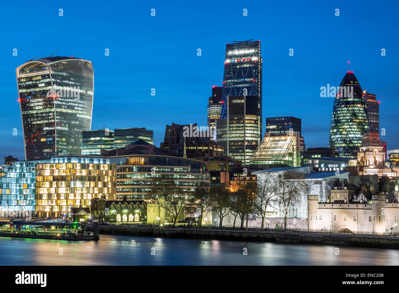 Cityscape of London at night, UK. Stock Photo