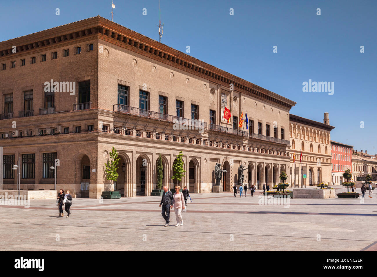 Town Hall, Plaza del Pilar, Zaragoza, Aragon, Spain. Stock Photo