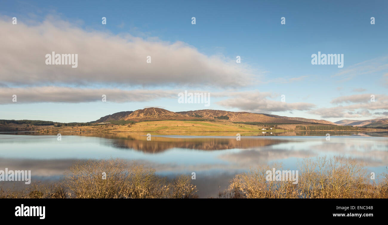 Clatteringshaws Loch in the  Galloway Forest Park in Scotland. Stock Photo