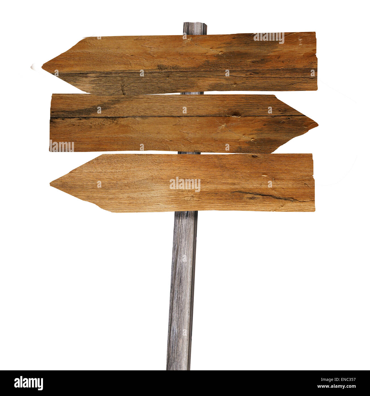 Wooden sign arrow isolated on white background Stock Photo - Alamy