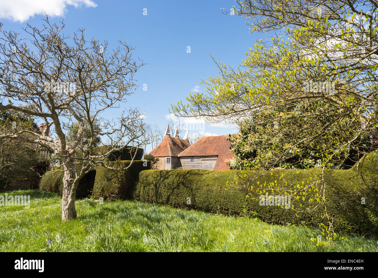 Traditional oast houses at Great Dixter, a country house by Edwin