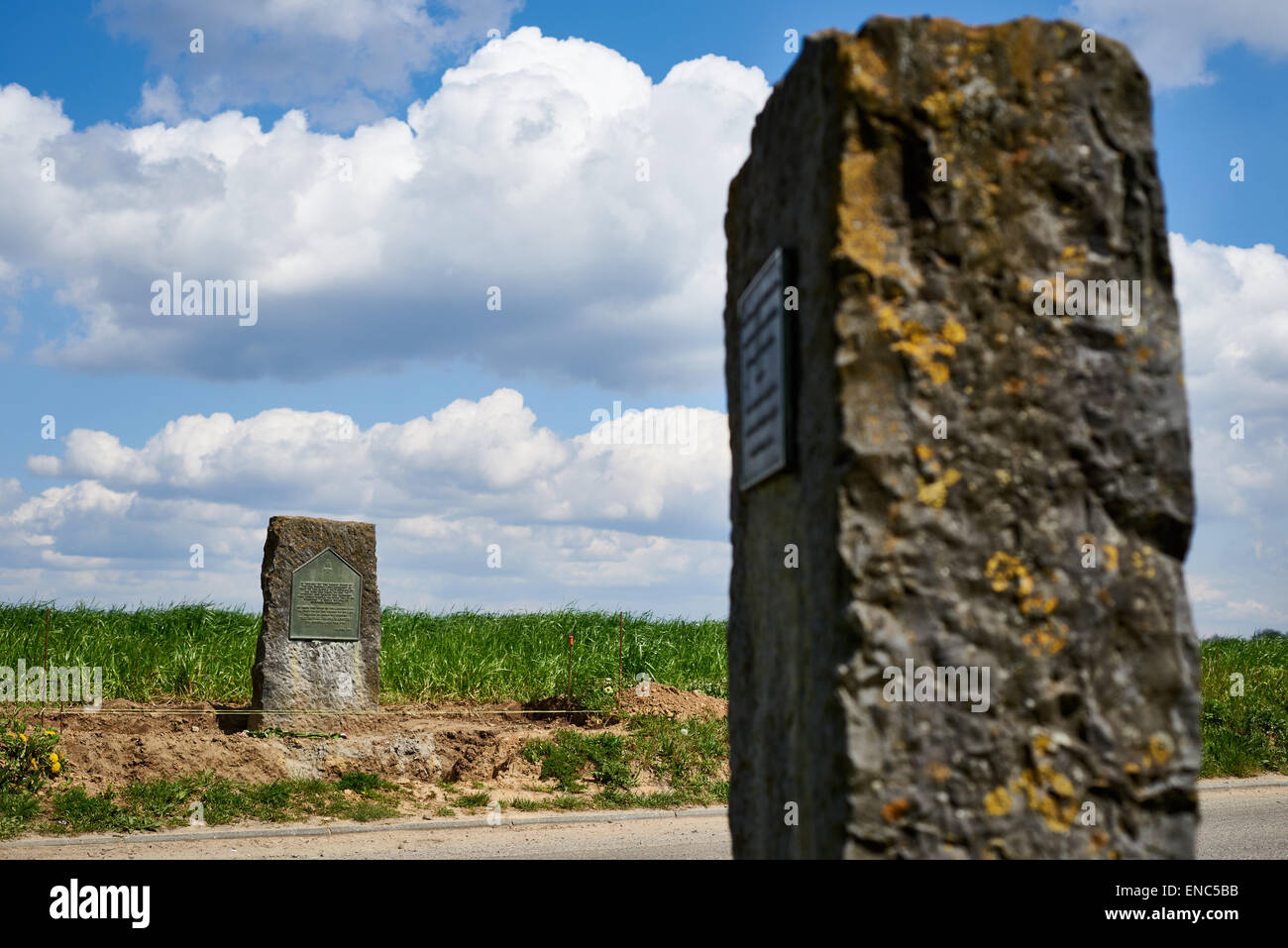 Monument to the 27th Innskilling regiment who were decimated during the battle of Waterloo Stock Photo