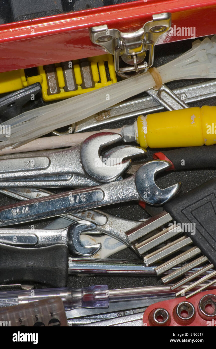 Tools In The Drawer of a Toolbox Stock Photo