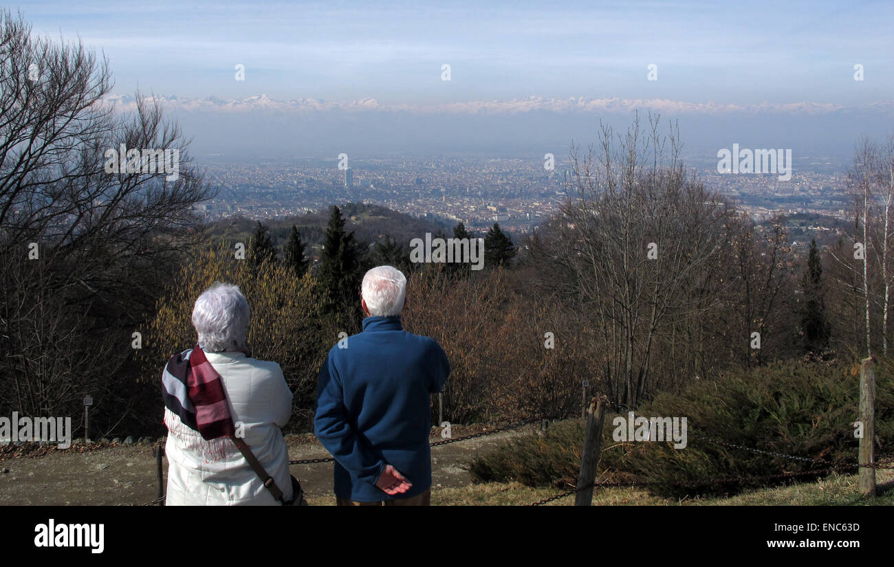 Italy, Piedmont, Turin, Cityscape alps Stock Photo