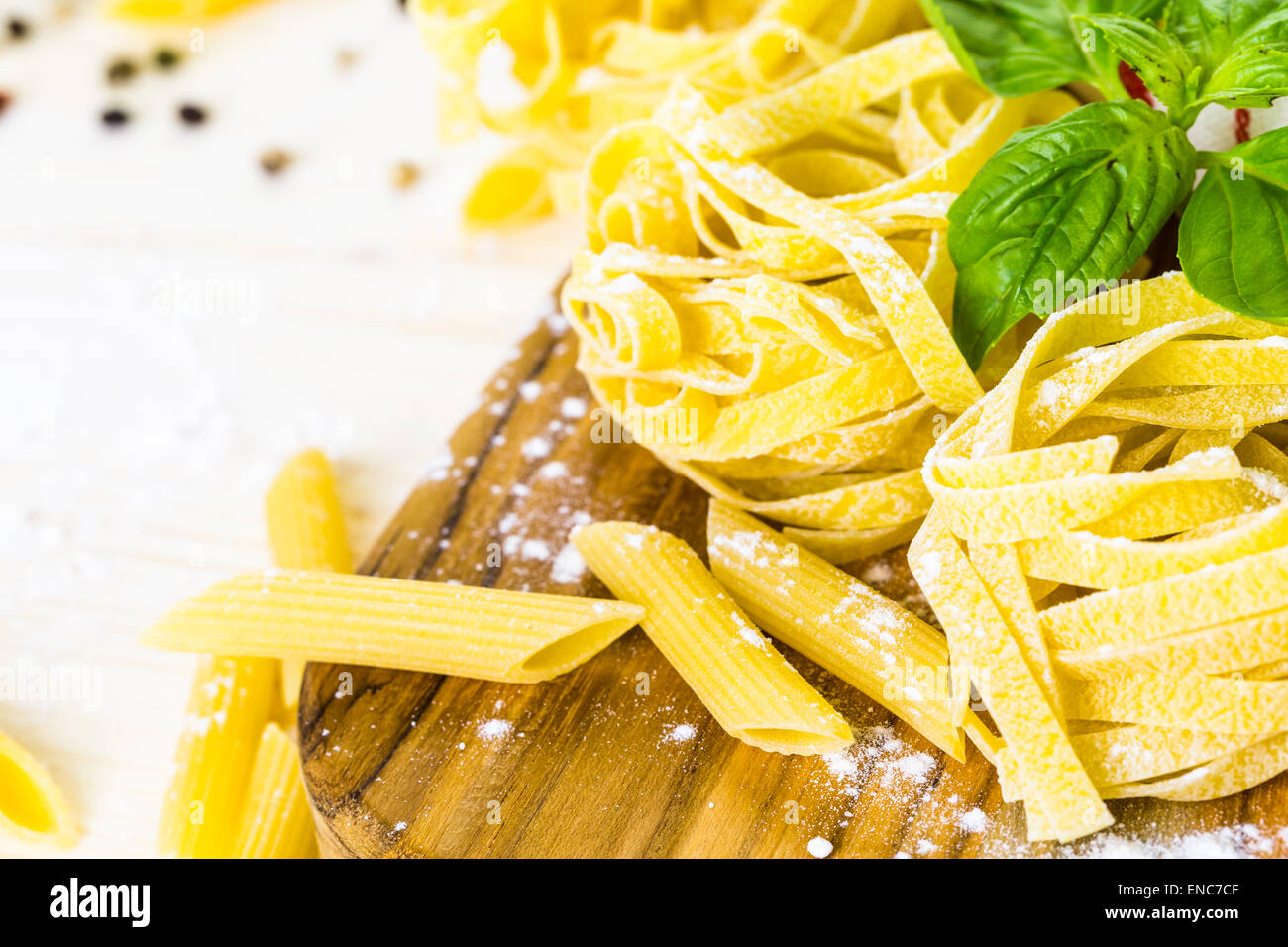 Ingredients for making fettuccine pasta recipe Stock Photo Alamy