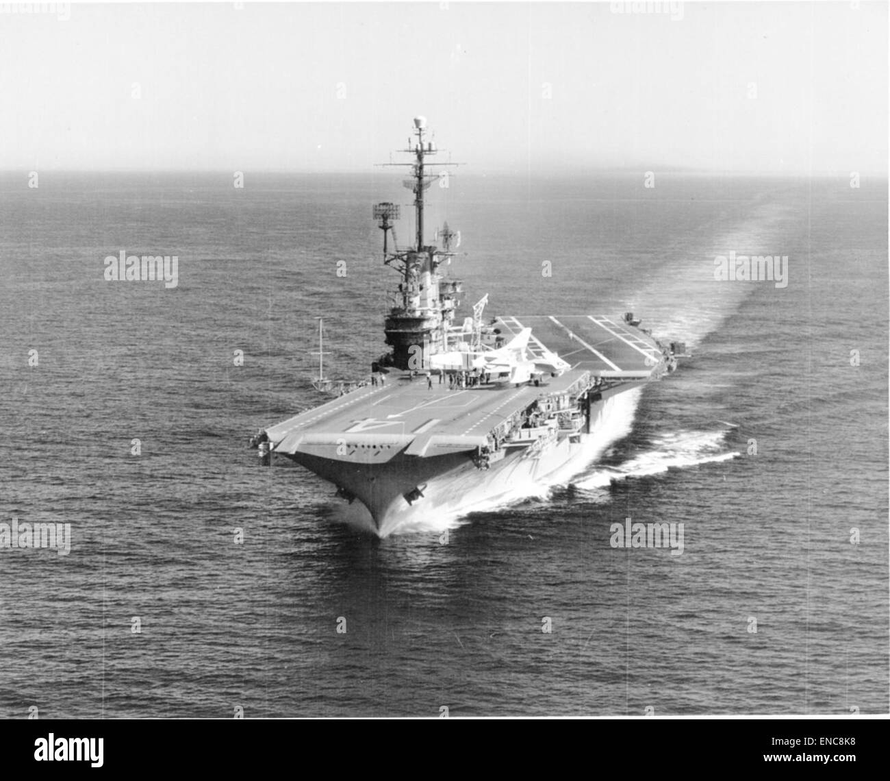 The USS Ticonderoga CVA-14 aircraft carrier in a photograph from March ...