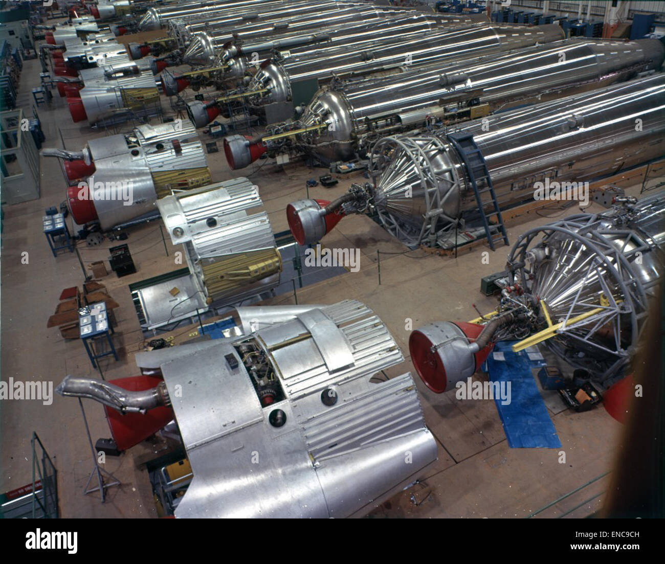 A photograph of the assembly line for the Atlas D series rocket on ...