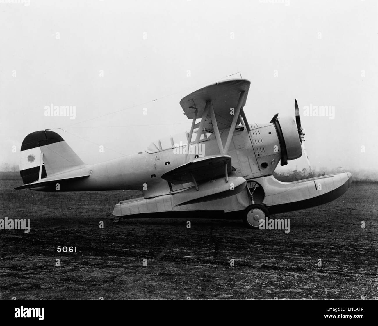 This photograph shows the Grumman G-20 aircraft used by the Argentine Navy in February 1937. The image captures the aircraft's design and its service in naval aviation during the 1930s. Stock Photo