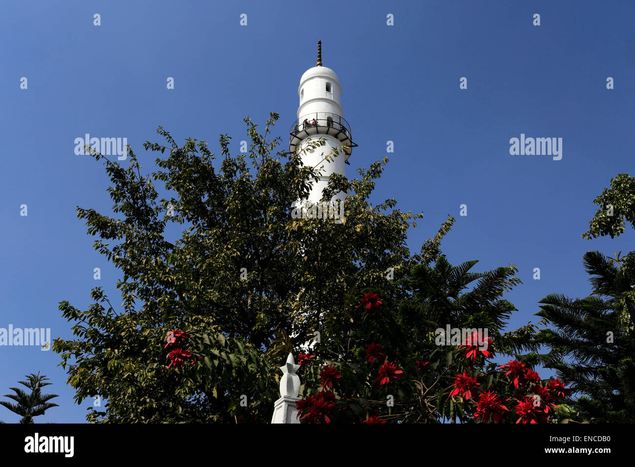 The Bhimsen Tower or Dharahara Temple, Thamel District, Old Town, Kathmandu City, Nepal, Asia. Stock Photo