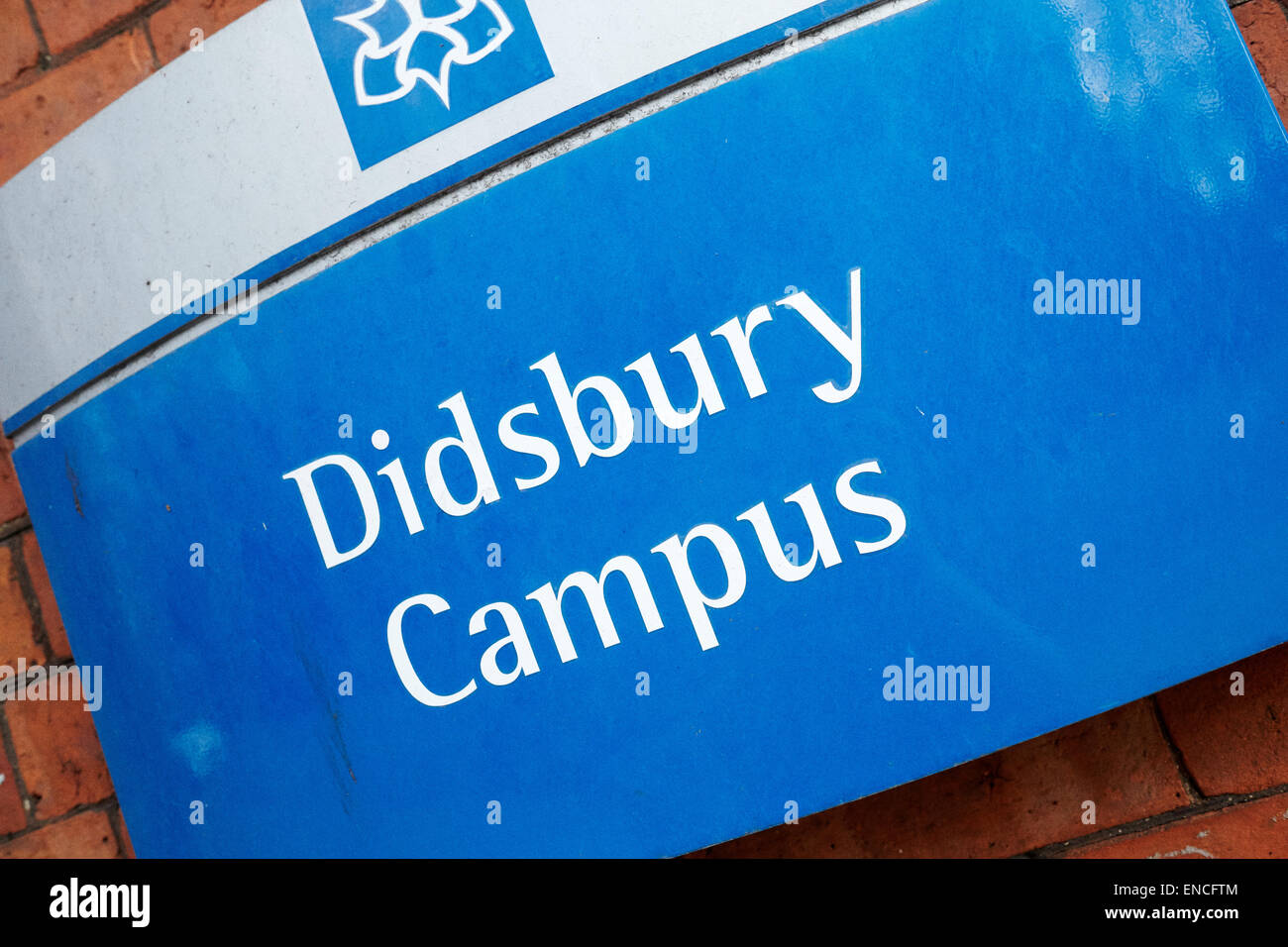 Now closed down Didsbury Manchester MMU university campus sign Stock Photo