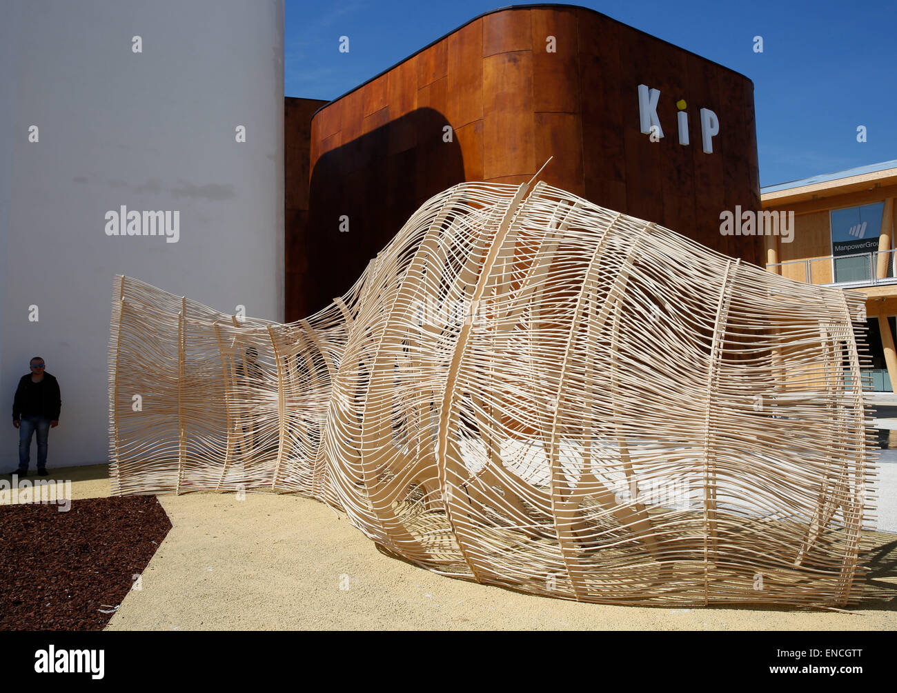 Expo Building Rattan Milan. 2nd May, 2015. Photo taken on on May 2, 2015 shows a rattan ...