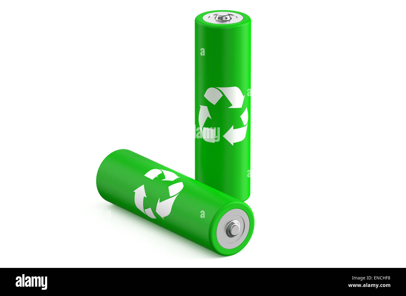 Batteries recycle size AA isolated on white background Stock Photo Alamy