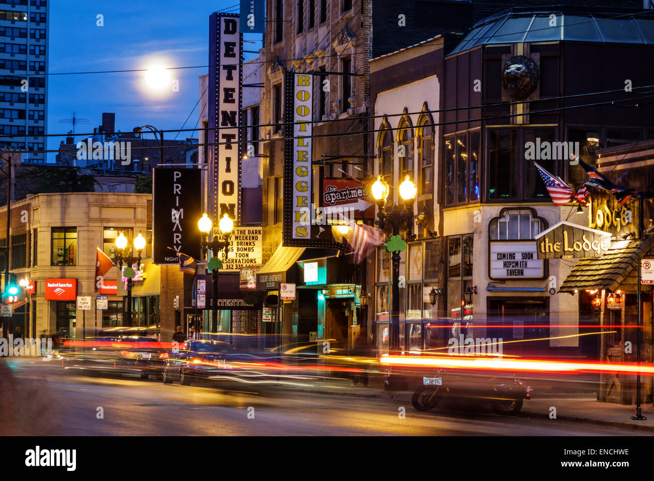Illinois Chicago Gold Coast Historic District Division Street Neighborhood Night Nightlife Evening Bar Lounge Pub Detention Nightclub Bootlegg Stock Photo Alamy